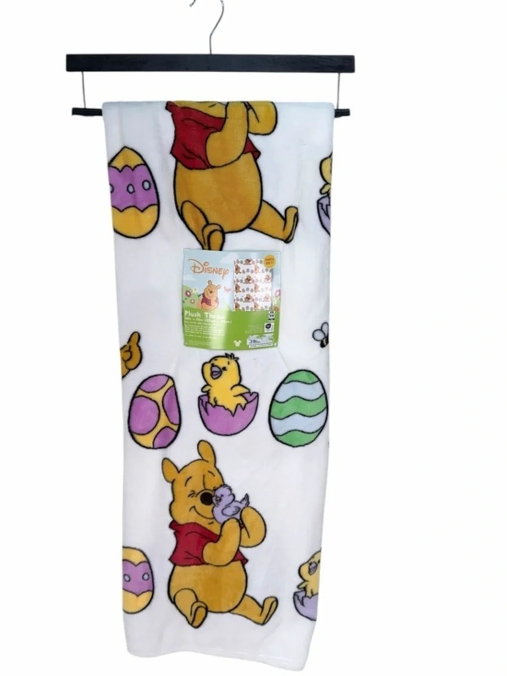 Disney Winnie The Pooh Plush Throw Blanket Easter Eggs Chick Print 50x70 Soft